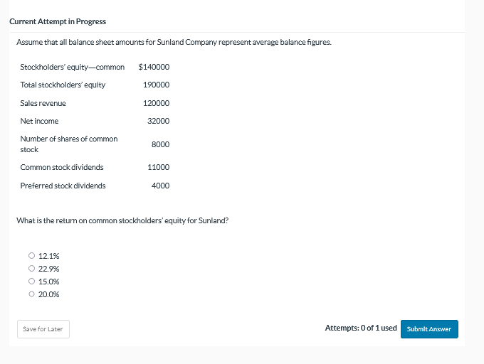  Current Attempt in Progress Assume that all balance sheet amounts for