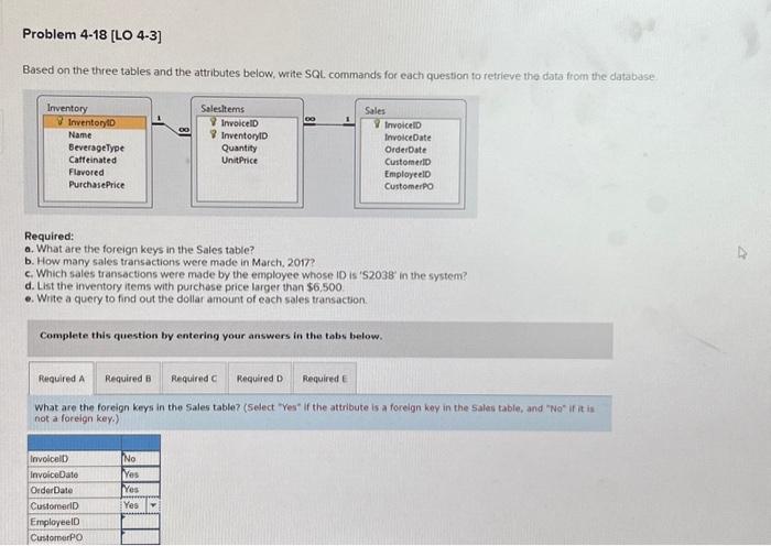  Problem 4-18 [LO 4-3] Based on the three tables and the