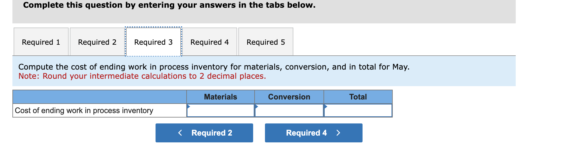 on work in the first department, Cooking, is given below for May: