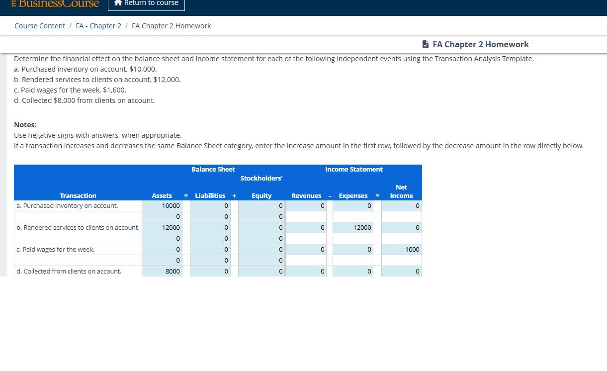  EDusinesscourse Return to course Course Content / FA - Chapter 2/