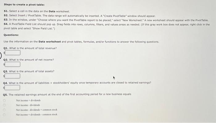 Excel formulas, functions, and/or pivot tables. Scenario: Fast Fotos is a new