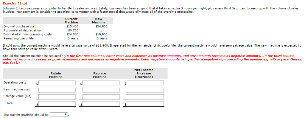 Exercise 21-14 Johnson Enterprises uses a computer to handle its sales