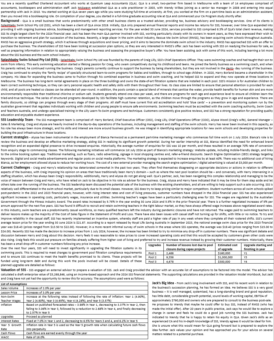  Prepare a response to Jack on the potential decision to acquire