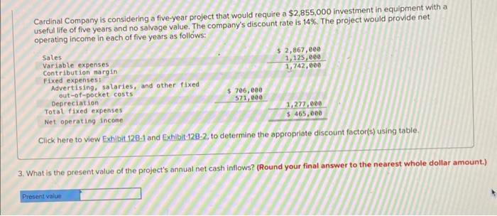 provide net operating income in each of five years as follows: Click