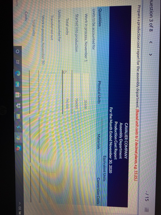 November 1 Materials Conversion costs Materials added Labour Overhead $68,900 47,000 $115.900