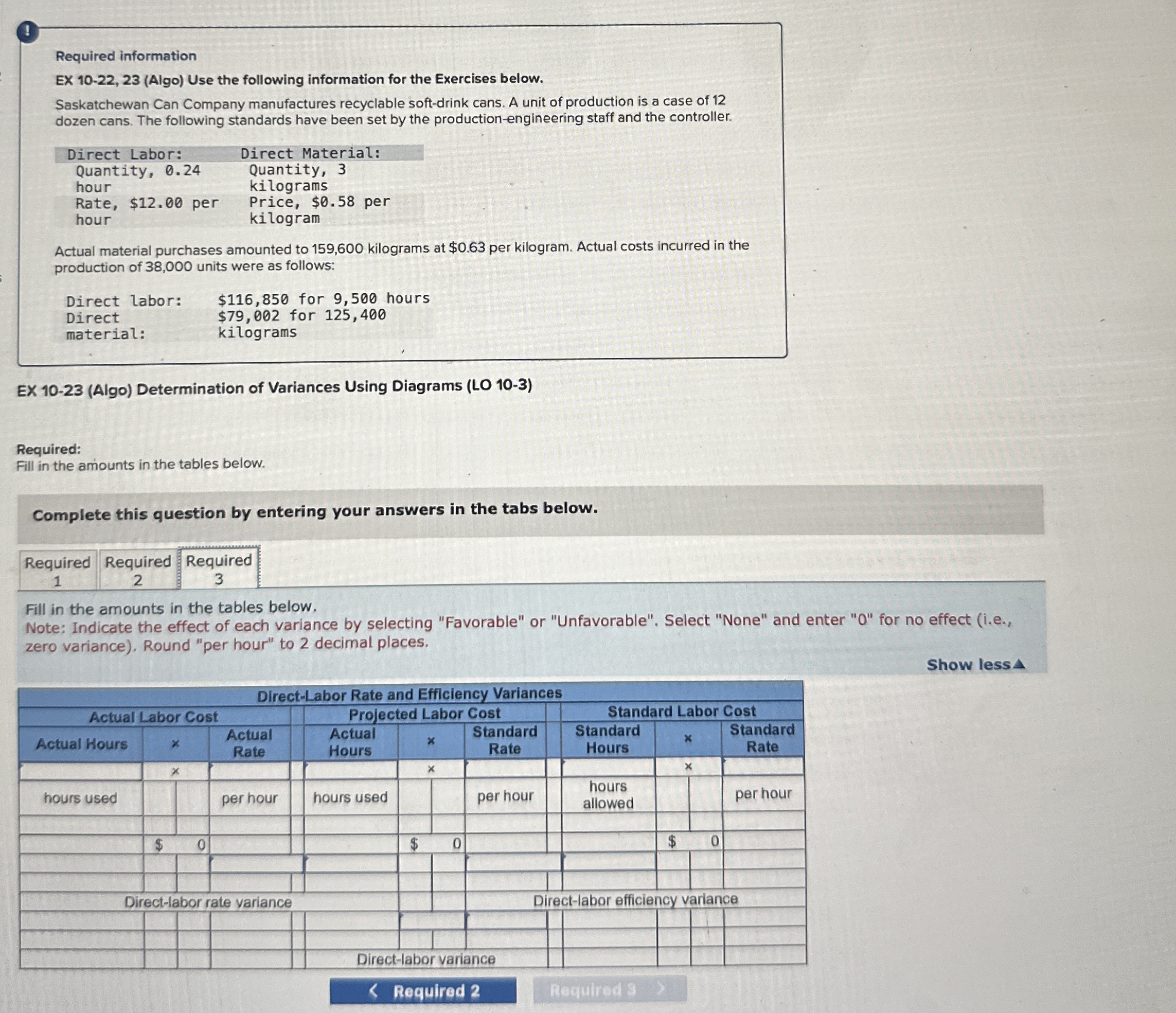  ! Required information EX 10-22,23(Algo) Use the following information for the