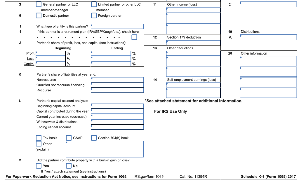 the partnerships 2017 activities: Sales revenue Selling expenses Depreciation expense Long-term capital