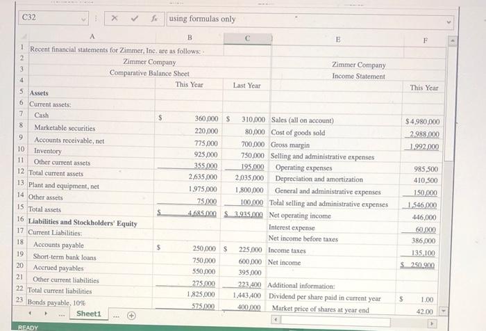asked you to use this information to compute and interpret financial ratios