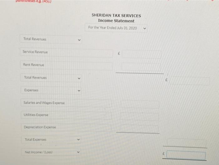 for Sheridan Tax Services at year-end, July 31, 2020 1.664 1.440 Notes