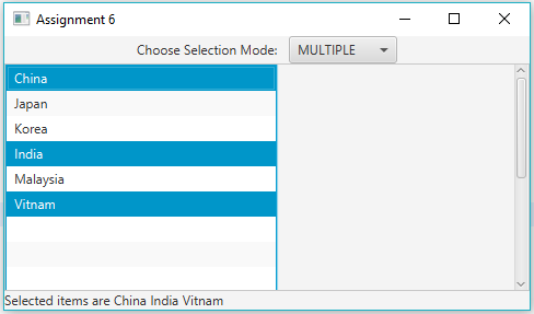  Write a program that demonstrates selecting items in a list. The