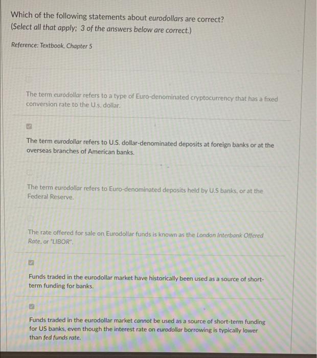 market instruments? (Select all that apply; 4 of the answers below are