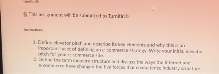  Turnitin This assignment will be submitted to Turnitin. Instructions 1. Define
