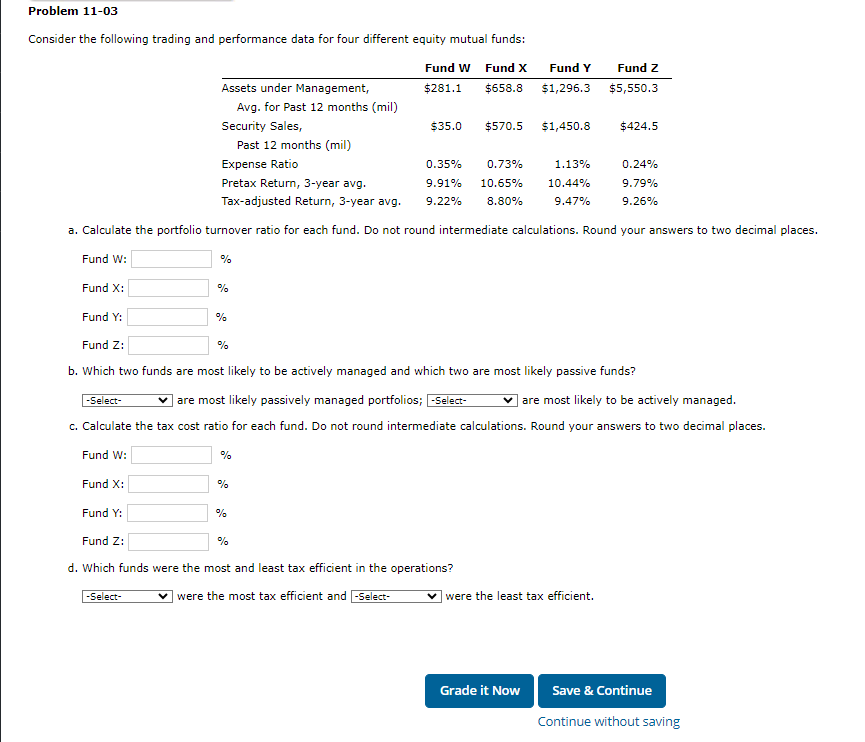 Consider the following trading and performance data for four different equity