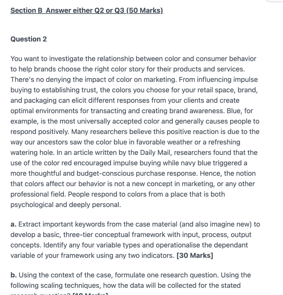  Section B Answer either Q2 or Q3 (50 Marks). Question 2