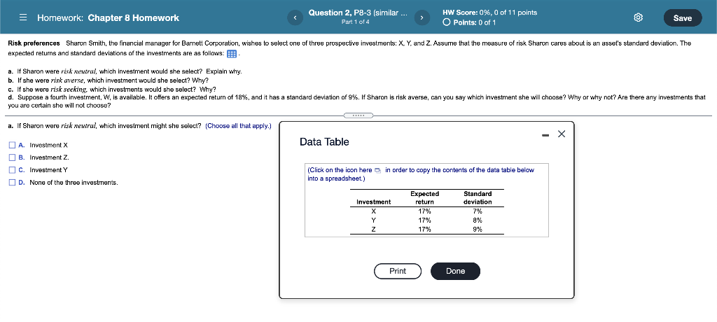 = Homework: Chapter 8 Homework Question 2, P8-3 (similar ... Part