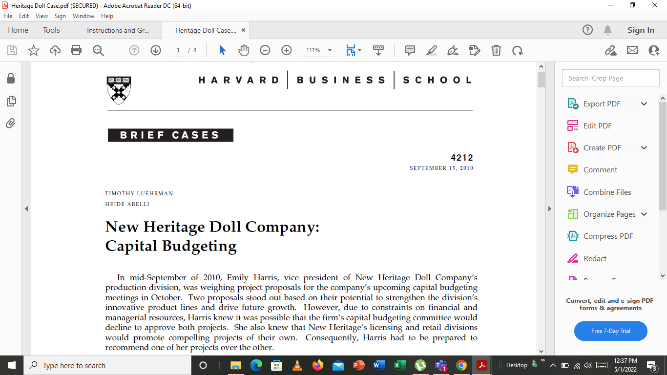 According to the Heritage Doll Case study, 1. What information (not provided