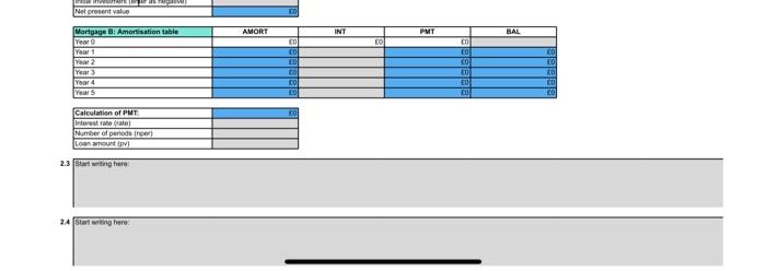 area of the Answer sheet) Table 1: Mortgage details. Question 1 1.1