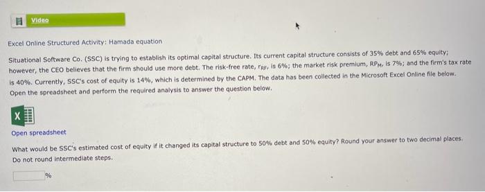  hamada equation pls answer clearly thank u! Excel Online Structured Activity: