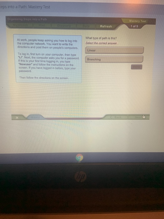  eps into a Path: Mastery Test Organizing Steps into a Path