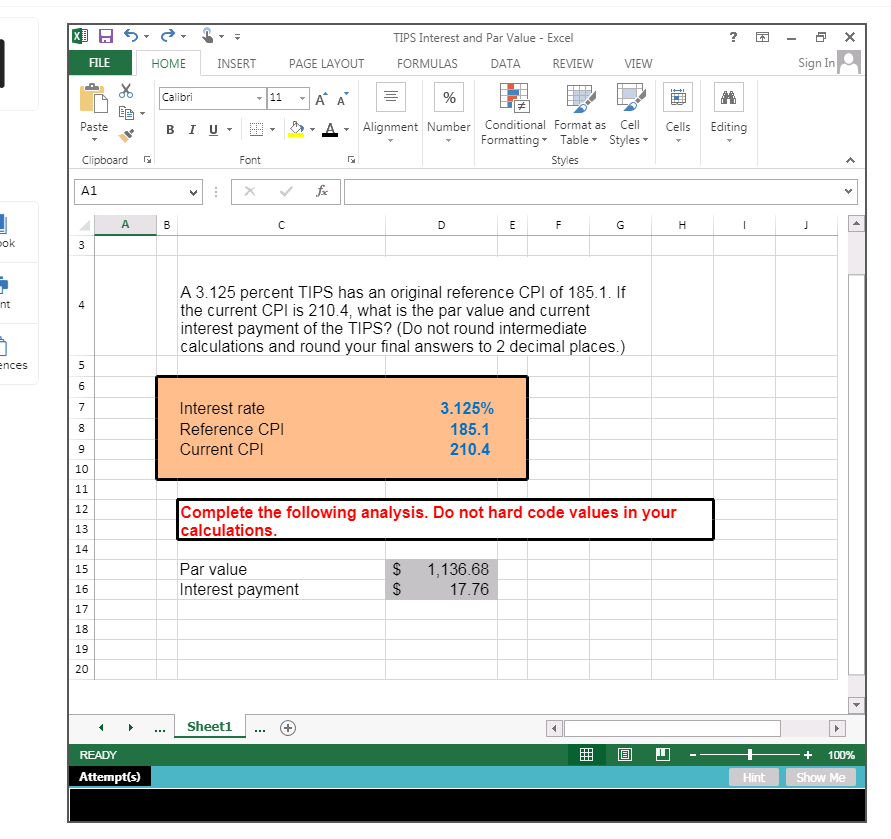  X TIPS Interest and Par Value - Excel Sign In FILE