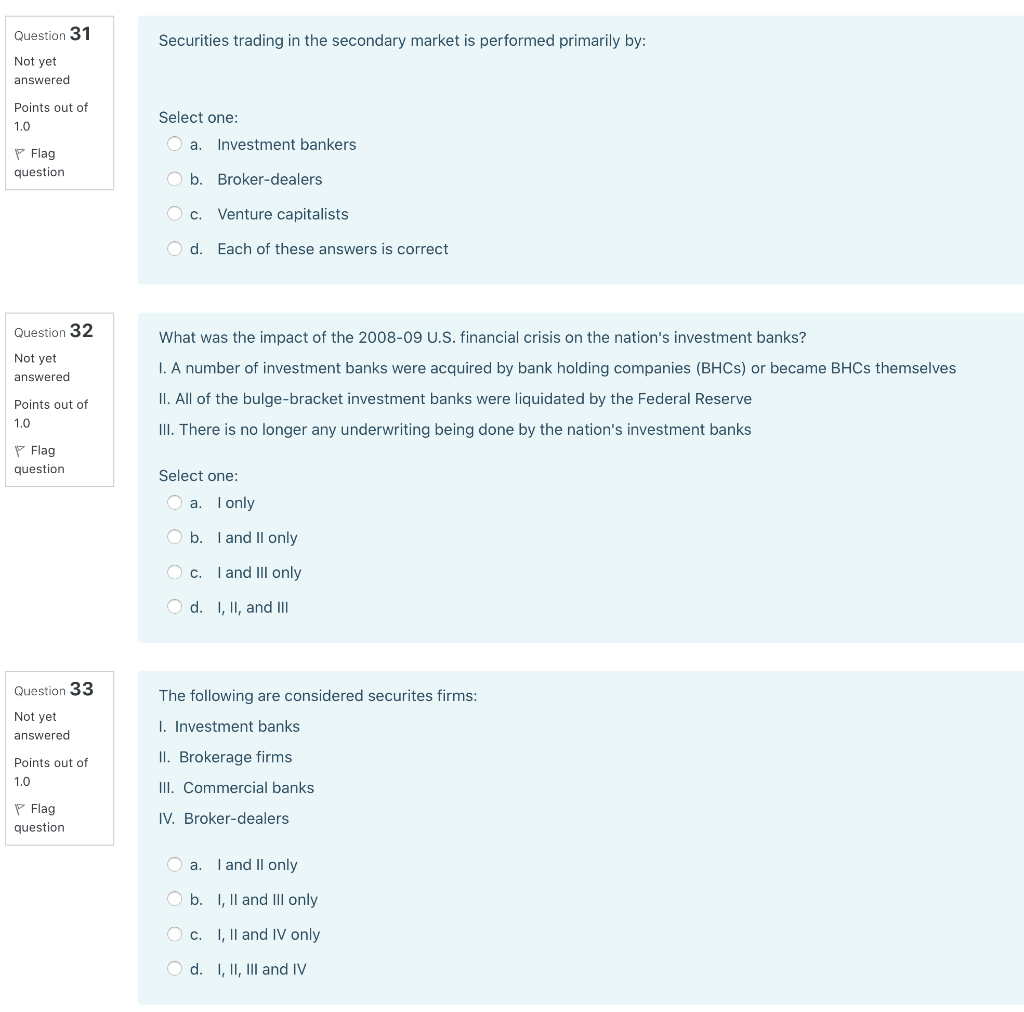please please please please answer all, I will upvote! Question 31 Securities