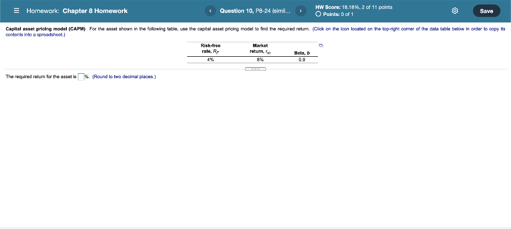 E Homework: Chapter 8 Homework Question 10, P8-24 (simil... HW Score: