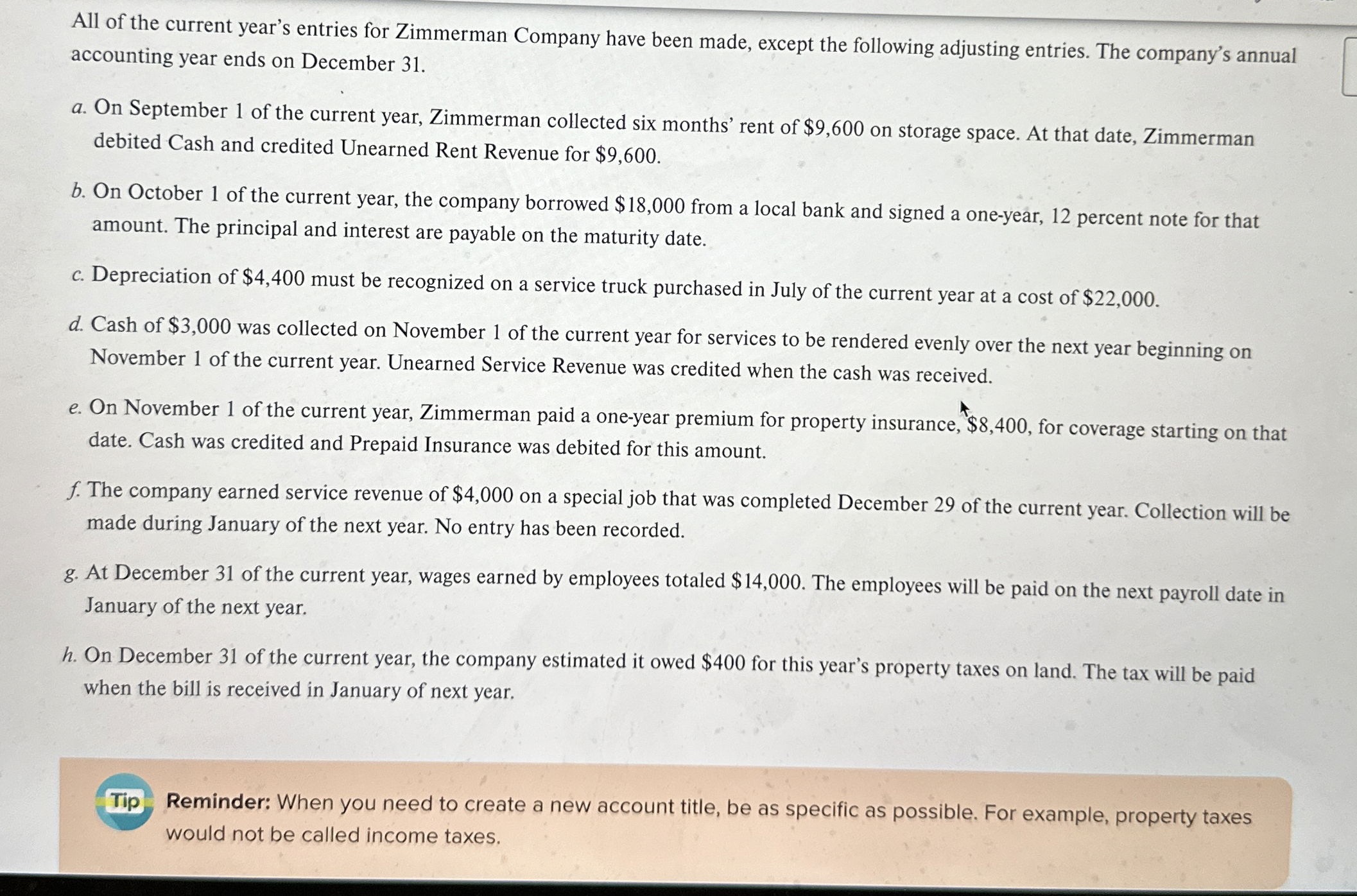  Tip Reminder: When you need to create a new account title,