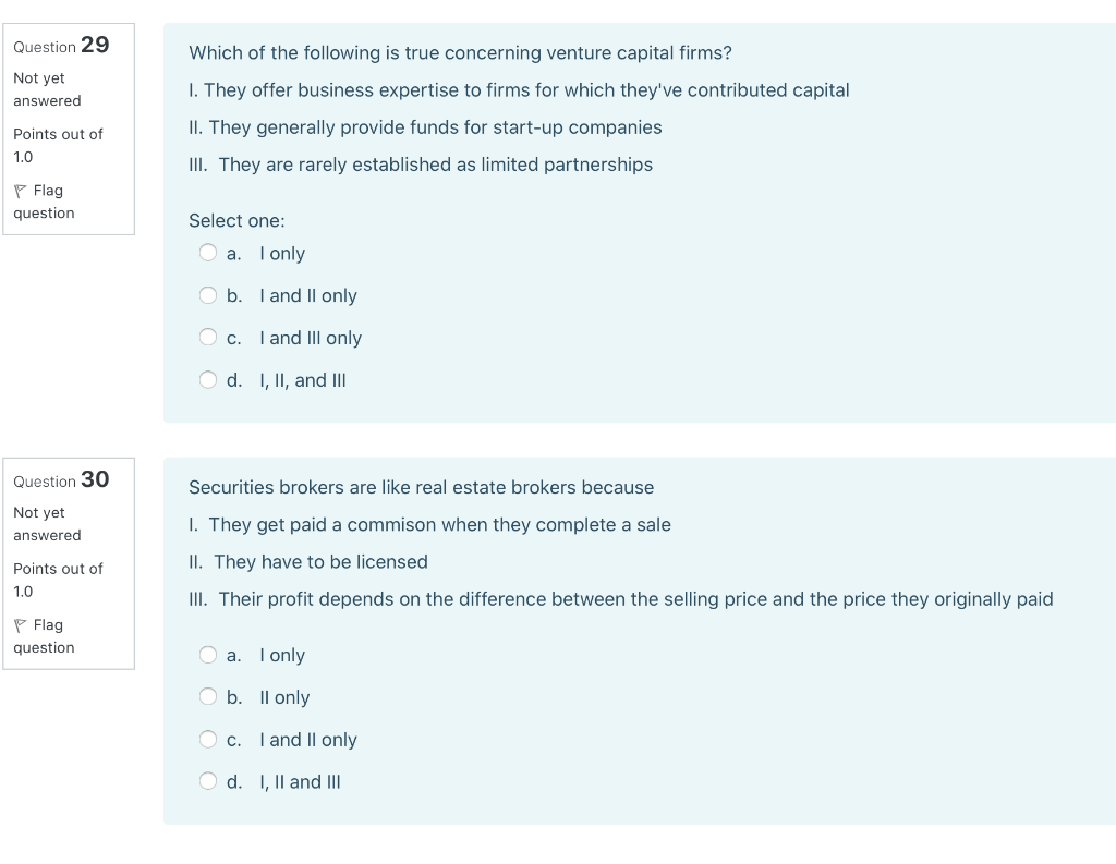 please answer all, I will upvote! Question 29 Not yet answered Which