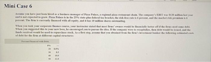  The mini case information above, write a 250-500 word recommendation of