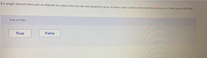  If a single amount were put on deposit at a given