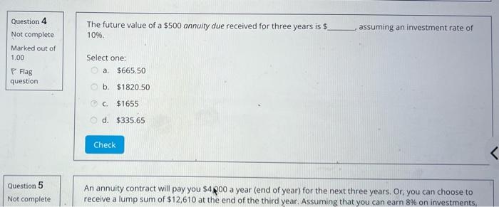 Use excel to get this answer Question 4 The future value of