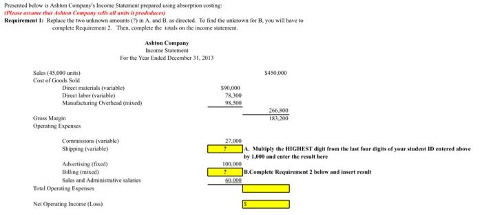 income (Loss) Requirement 2 illing costs for the past 5 years along