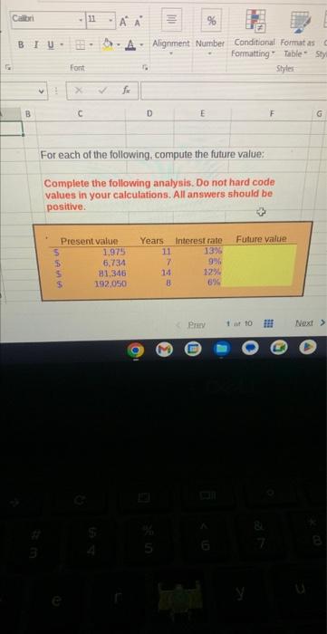  All answerw must be entered as a formula For each of