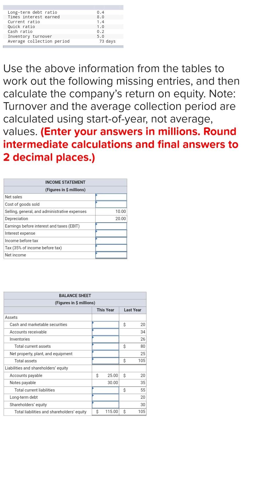  Long-term debt ratio Times interest earned Current ratio Quick ratio Cash