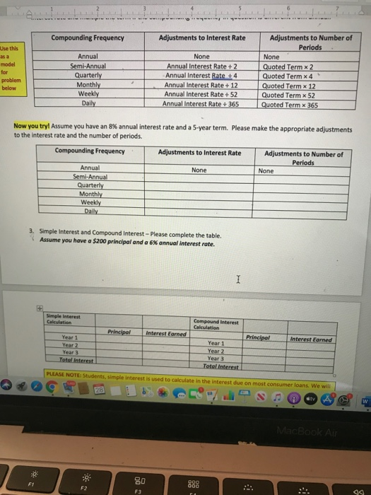  Compounding Frequency Adjustments to Interest Rate Use this model for problem