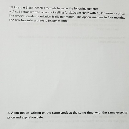  Please show all major calculations/formulas (without using excel, if possible) 10.