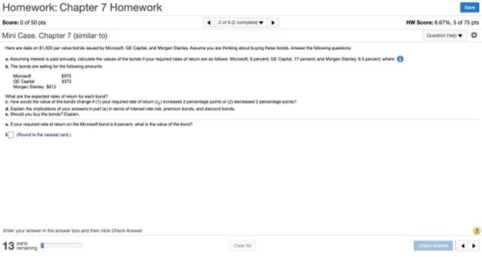  Here are data on $1,000 par value bonds issued by Microsoft,
