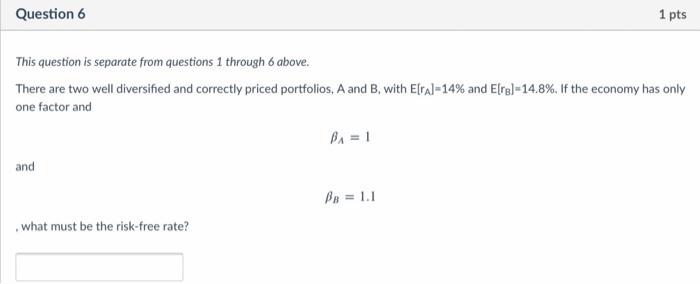 through 5 Consider the following data for a single-factor economy All portfolios