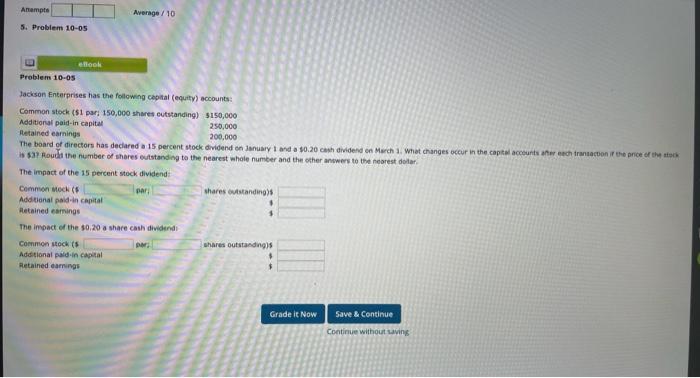  Anampte Average / 10 5. Problem 10-05 ellek Problem 10-05 Jackson