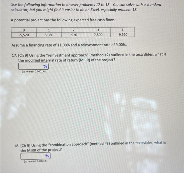  Use the following information to answer problems 17 to 18. You