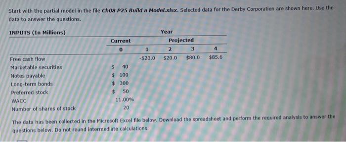  Start with the partial model in the file cho8 P25 Build