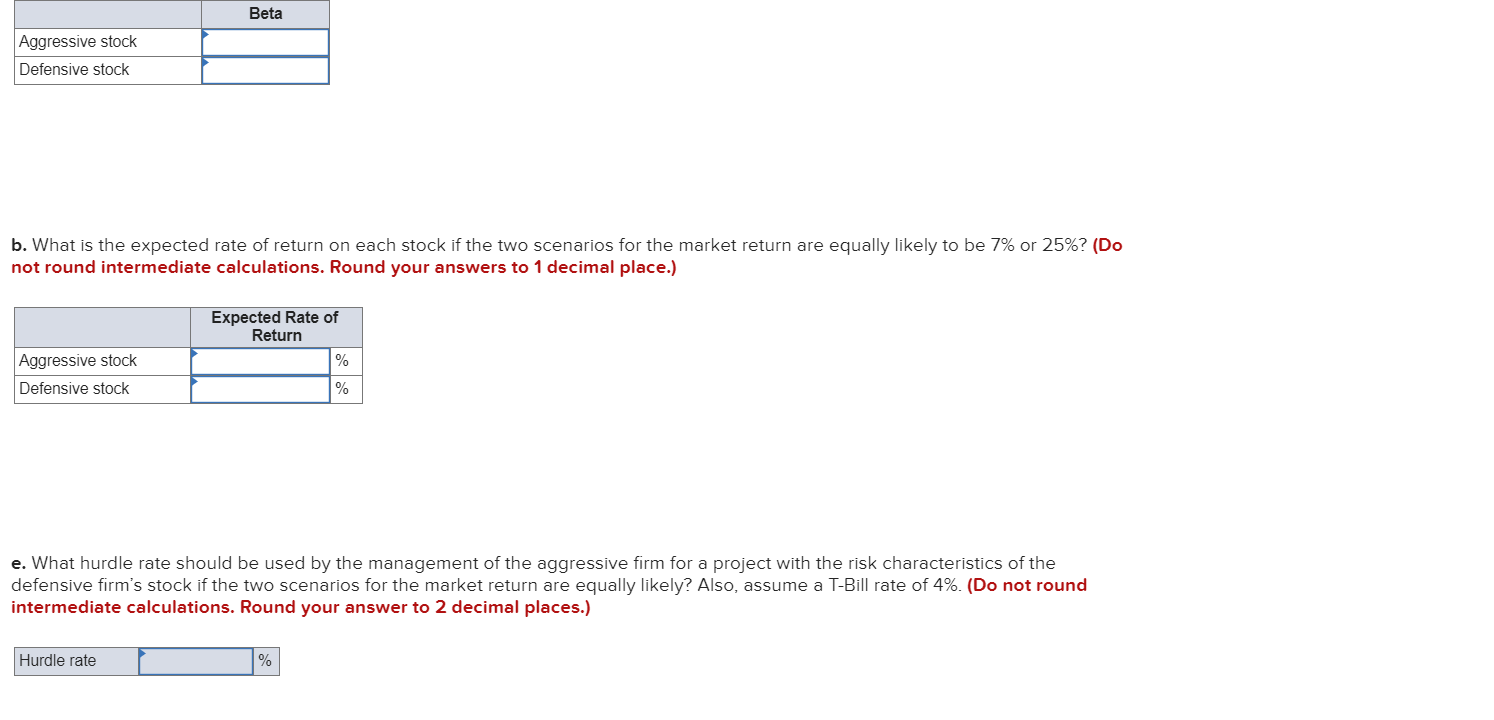 on two stocks in two particular scenarios for the rate of return