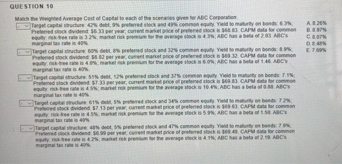  QUESTION 10 A. 8.26% B. 8.97% C. 8.07% D. 8.48% E.