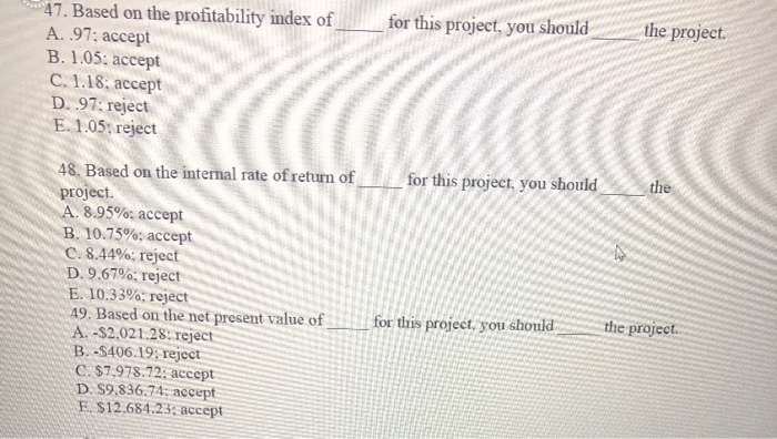 please show work for this project, you should the project * 47.
