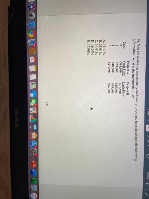 Based on the profitability index of A. 97; accept B. 1.05: accept