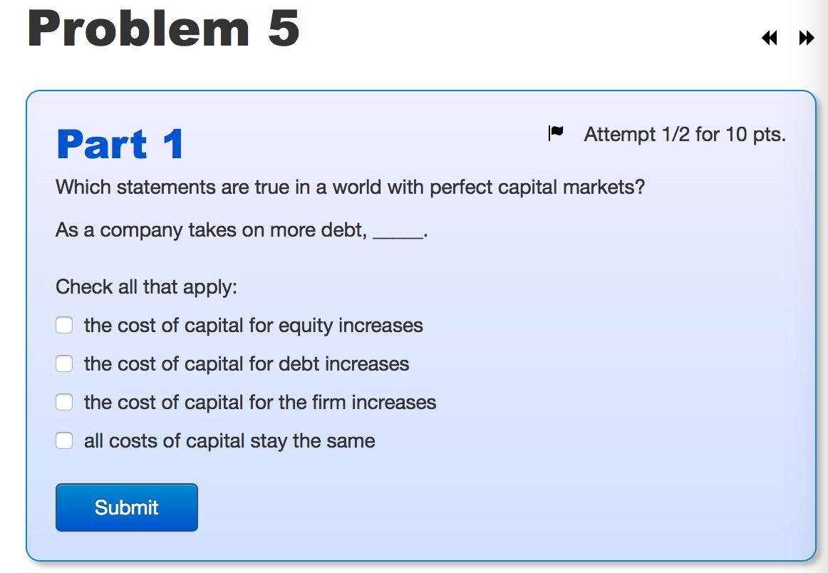  Problem 5 Part 1 | Attempt 1/2 for 10 pts. Which