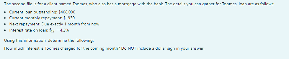  The second file is for a client named Toomes, who also