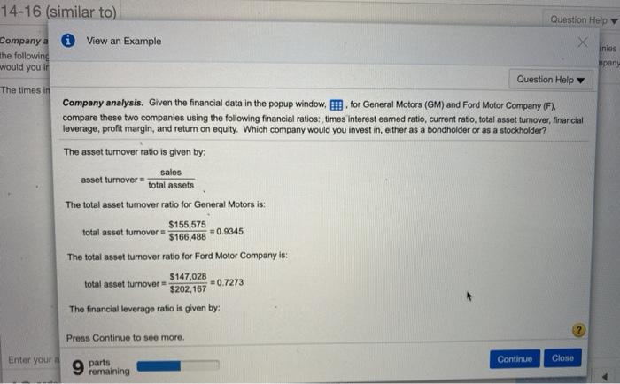 popup window, for General Motors (GM) and Ford Motor Company (F), compare