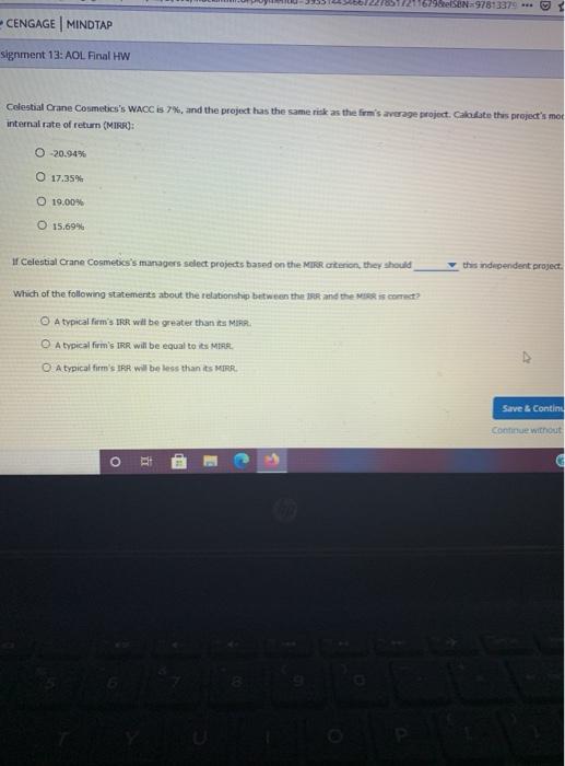 investment of $3,000,000. The project's expected cash flows are: Year Cash Flow