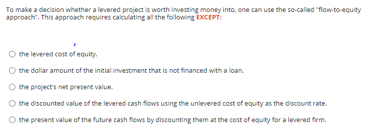 To make a decision whether a levered project is worth investing